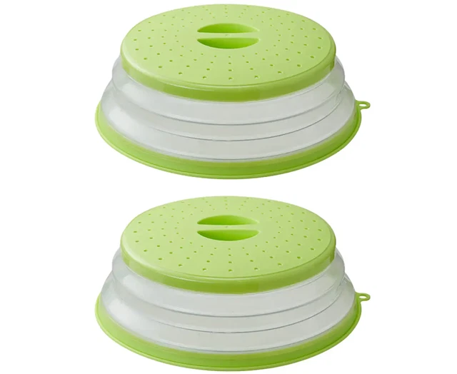 2Pcs Collapsible Microwave Splatter Cover for Food, Dishwasher-Safe, Microwav...