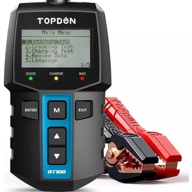 TOPDON BT100 100-2000CCA 12V Car Alternator Tester Digital Auto Battery Analyzer