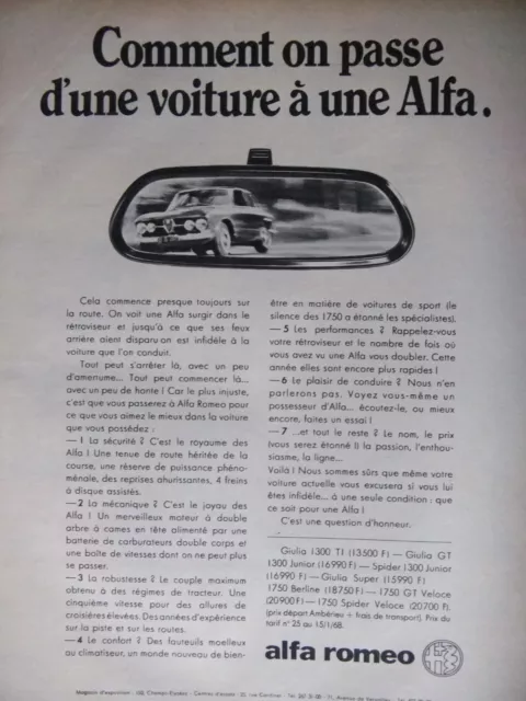 1968 How To Go From Car To Alfa Press Advertisement - Advertising