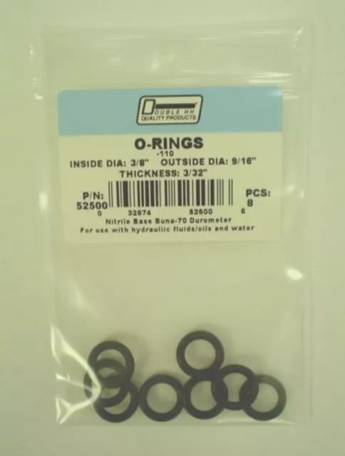 Double HH 52500 3/8 in. x 9/16 in. O-Rings, 8-Pack