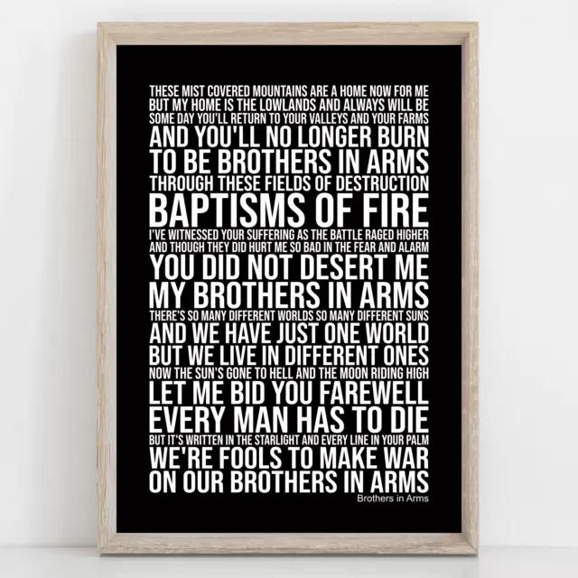 Dire Straits Brothers in Arms Song Lyrics Poster Print Wall Art