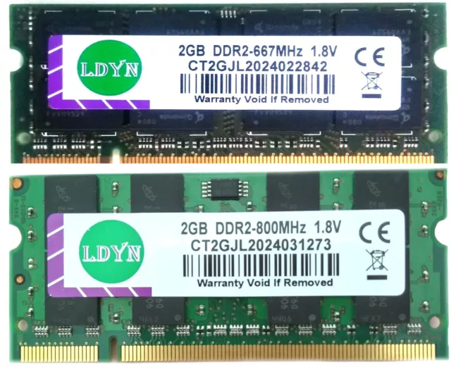 2GB RAM SODIMM Laptop Notebook Memory DDR2 (PC2-5300 667MHz) (PC2-6400 800MHz)