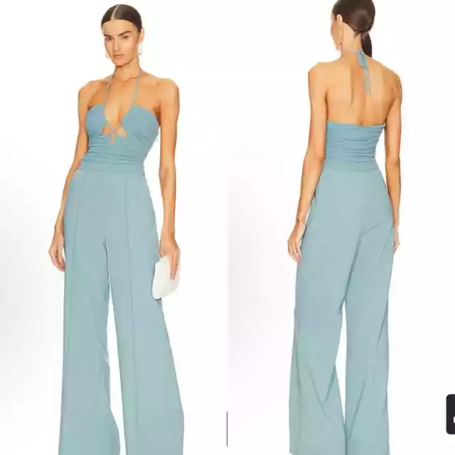 Jonathan Simkhai Ice Blue Gala Cut Out Jumpsuit NWT Size 4