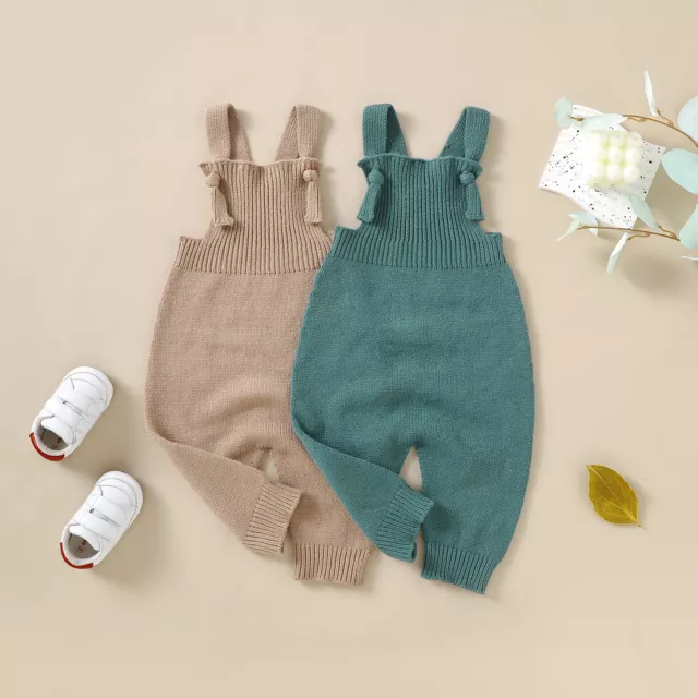 Infant Baby Knit Romper Cotton Sleeveless Strap Boy Girl Clothes Baby Jumpsuit