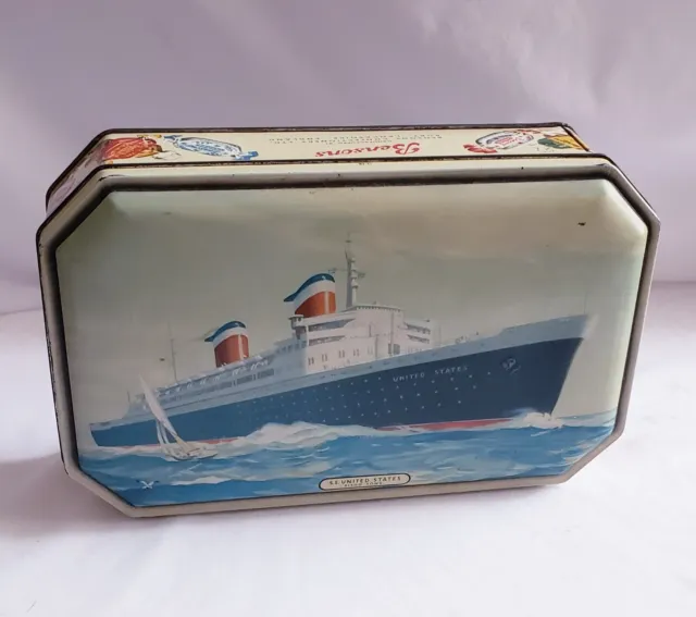 Bensons S.S. United States Ocean Liner Ship English Candy Tin Container Stash