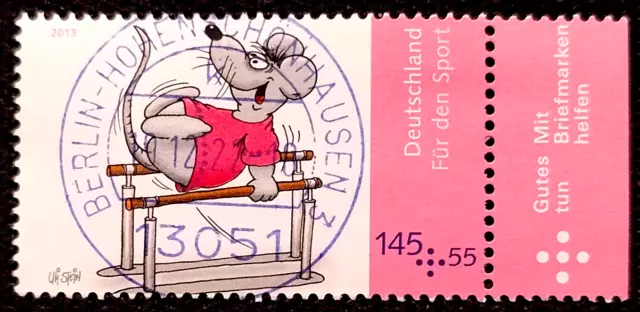 BRD 2013 MiNr. 3006 "Sporthilfe: Cartoons -Barrenmaus" 145+55 ct ORTS-STEMPEL