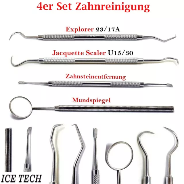 Zahnpflege Set Dental 4er Prämie Zahnreinigung Zahnsonde Zahnsteinentferner Neu