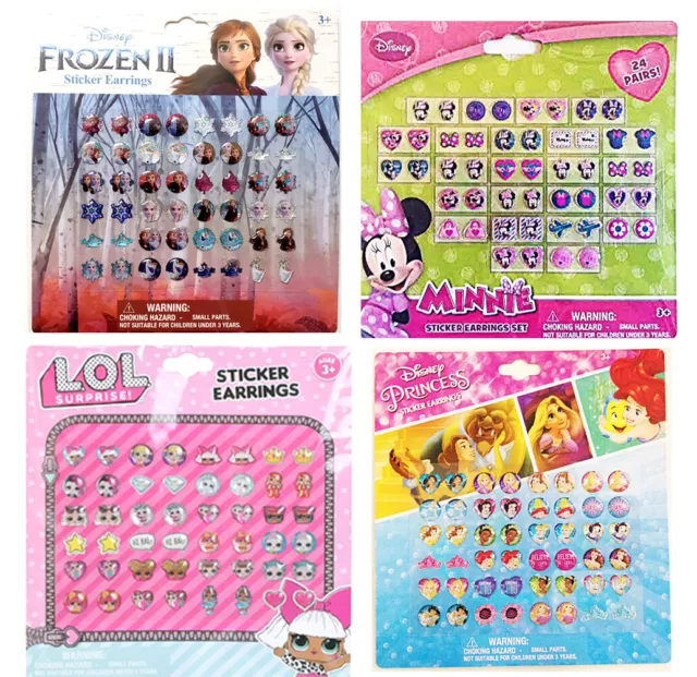 24 Pairs Sticker Earrings ~ Disney Frozen II Minnie LOL Girls Kid Christmas Gift