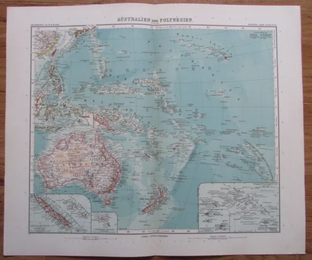 Australien und Polynesien - alte Landkarte aus 1906 Stielers Handatlas old map