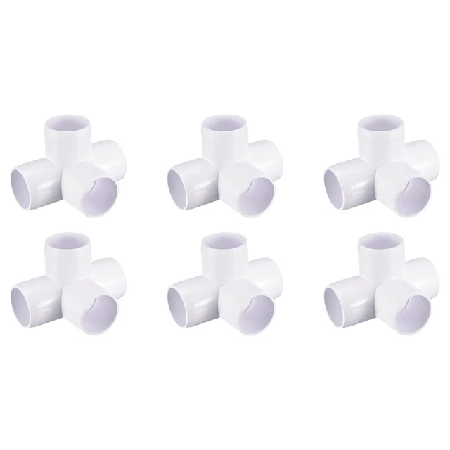 6Pack 4 Way PVC Elbow Fittings, 1-1/4 Inch PVC Pipe Fitting Connectors