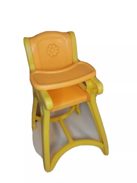 Vintage Mattel Tuff Stuff Baby Doll High Chair Orange & Yellow 1980 Vintage Mattel Tuff Stuff Baby Doll High Chair Orange & Yellow 1980