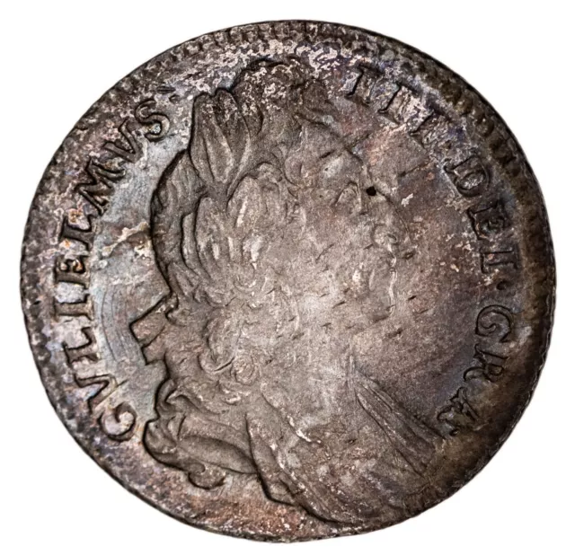 Great Britain. William III 1696 Silver 6 Pence, First Bust. UNC  KM-484.1