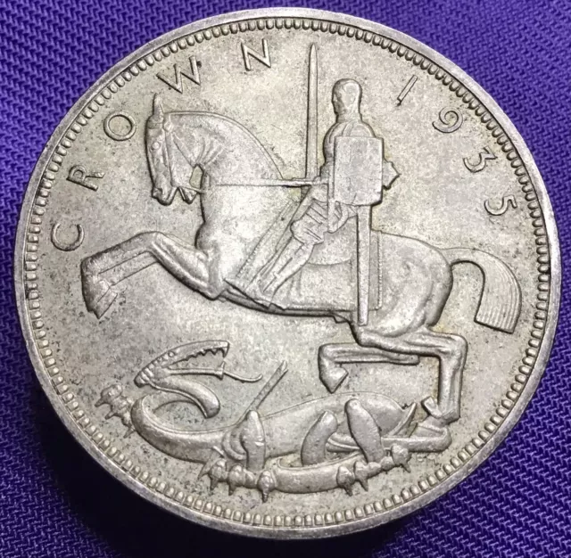 1935 George V Rocking Horse Silver Crown Coin #T4751