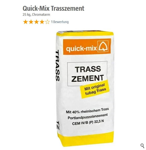 Trasszement 25 kg ( 1 bis 25 Sack stehen zum Verkauf)