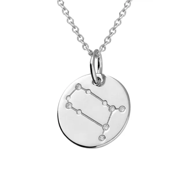 Solide 925 Argent Sterling Lucky Gémeaux Étoile Constellation Zodiaque Pendentif