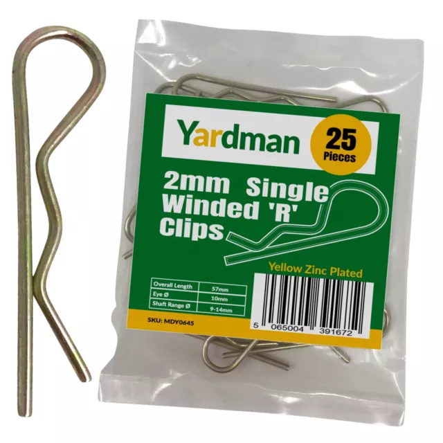 YARDMAN R Clips 25-pcs 2mm x 57mm R Shape Cotter Pin Single Winded R Split Pins