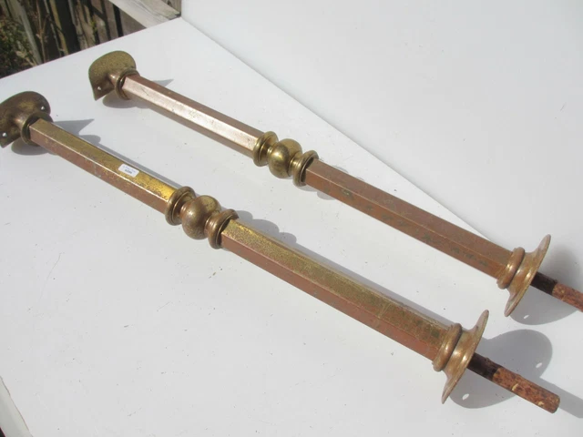 Victorian Brass Pole Column Guard Church Balcony Brackets Railing Rail Old 24"