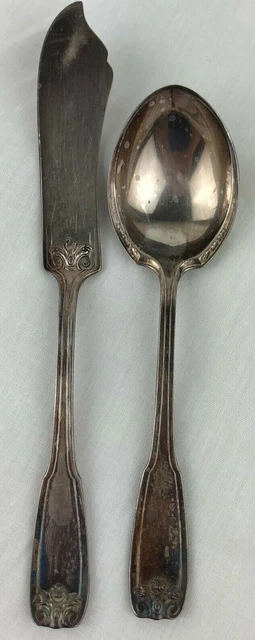 Wm Rogers Pat 12 Flatware Sugar Spoon and Butter Knife Antique
