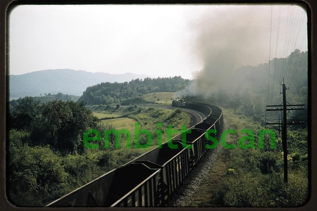 Original Slide, N&W Norfolk & Western Steam Coal Train Action Scene, 1957