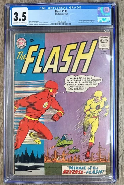 Cgc 3.5 Vg- Flash Comic #139 (Dc,1963) 1St Professor Zoom Reverse Flash ~