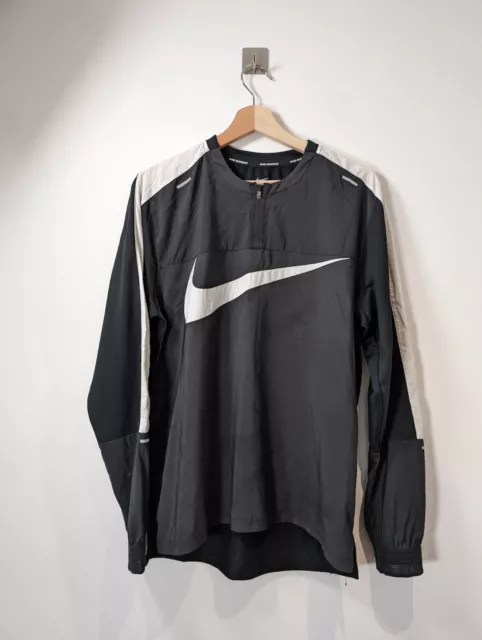 Nike Wild Run Element 1/4 Zip Long Sleeve Top T-Shirt Size Medium Black