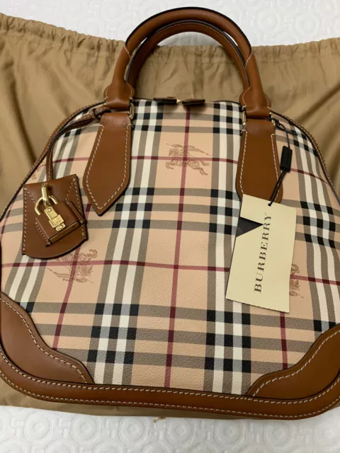 Authentic BURBERRY Bridle House Check Medium Owl Orchard Bowling
