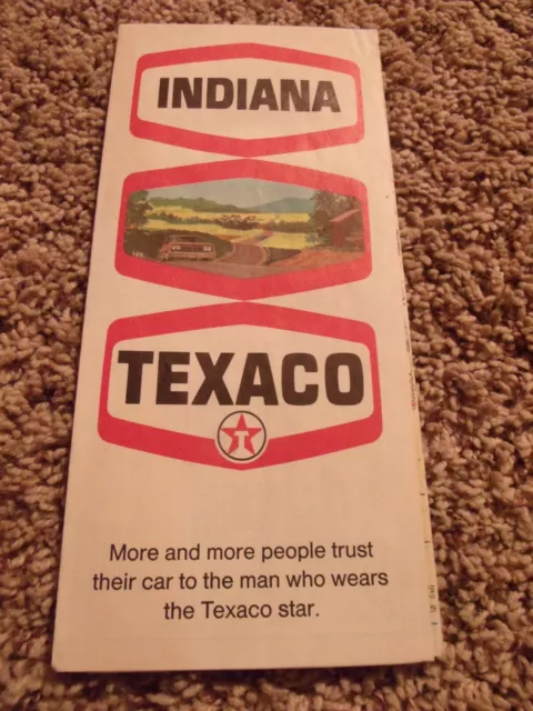 1970 Road Highway Map State Of Indiana Ind In Texaco Star Gas Advertisement