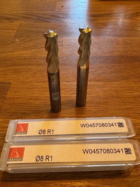 Ceratizit 8mm End Mill 4 Flute 1mm Corner rad New Unused Weldon Shanks 2 0ff