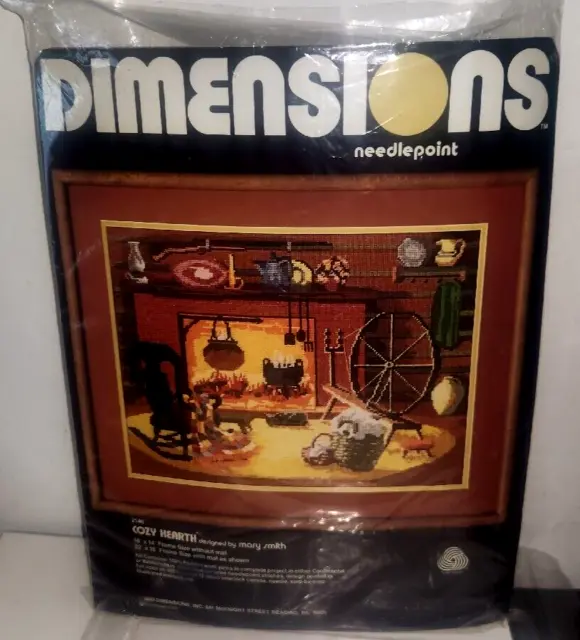 Dimensions Needlepoint 2146 Cozy Hearth 1980 New 18" x 14" Mary Smith