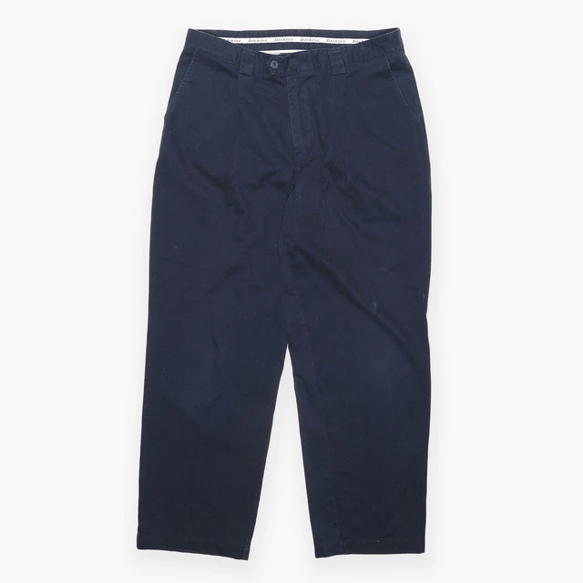 DICKIES pantaloni da uomo normali tessuti dritti blu W34 L30