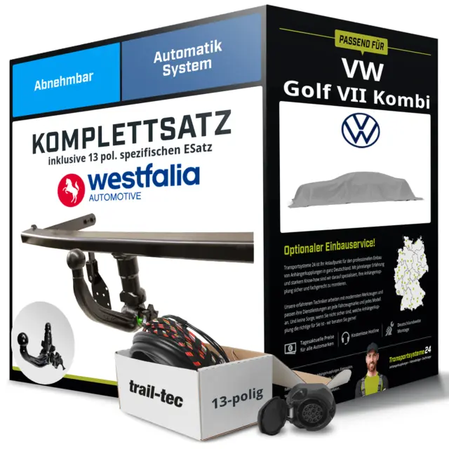 Anhängerkupplung WESTFALIA abnehmbar für VW Golf VII Kombi +E-Satz NEU ABE