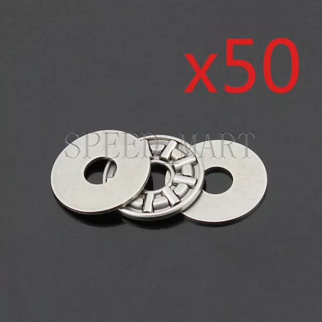 50pcs NTA411 1/4'' Thrust Needle Roller Bearing With Two Washers 6.35 x 17.45mm