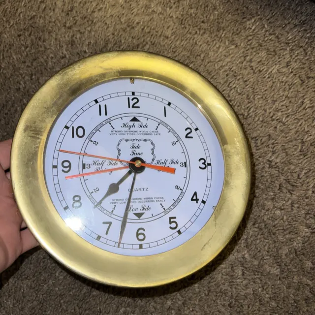Jeco Japan SHIP'S CLOCK, Solid Brass QUARTZ, TIME and TIDE