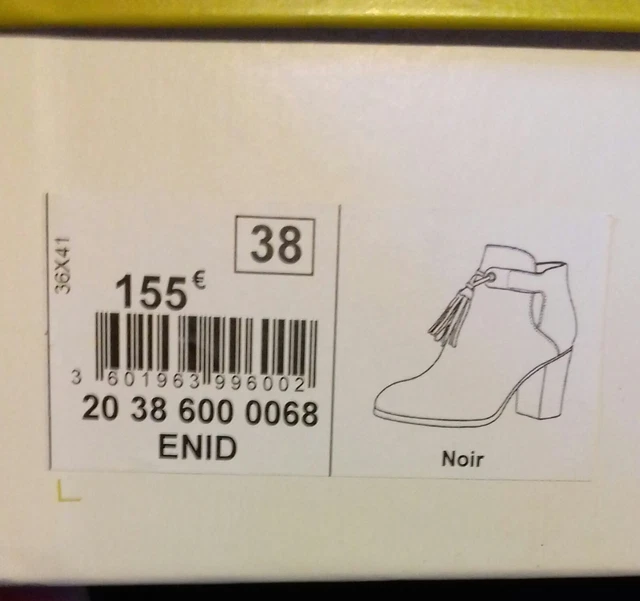 Bottines noires cuir BOCAGE  pointure 38 - avec boite d'origine