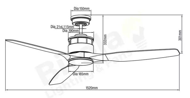 New Martec Governor 60" Ceiling Fan With Abs Blades No Light - Old Bronze / Teak 3