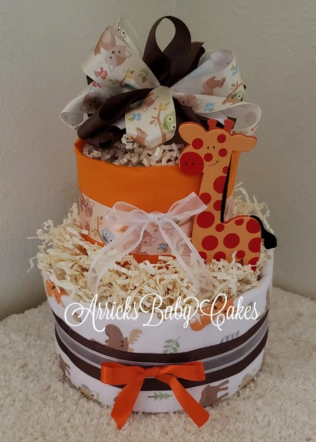 Diaper Cake~Zoo Friends~Baby Shower~Gender Neutral Cakes~Centerpiece~Hudson Baby