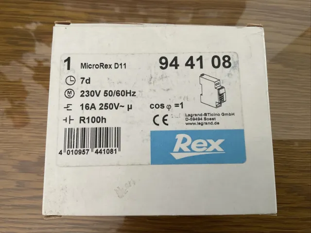 MicroRex D11 programmierbarer Zeitschalter neu verpackt 94 41 08 7d 230v 50/60HZ 16A