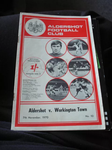 Aldershot v Workington Town Programme - Division 4, 1970-71