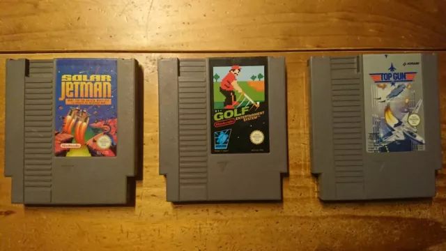 Solar Jetman + Golf + Top Gun : lot de 3 jeux NES