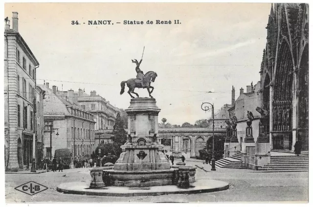 NANCY 54 Statue de René II Edition C.Lardier CPA animée non circulée à dos vert