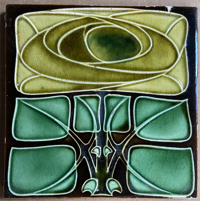 England - Antique Art Nouveau Majolica Tile C1900