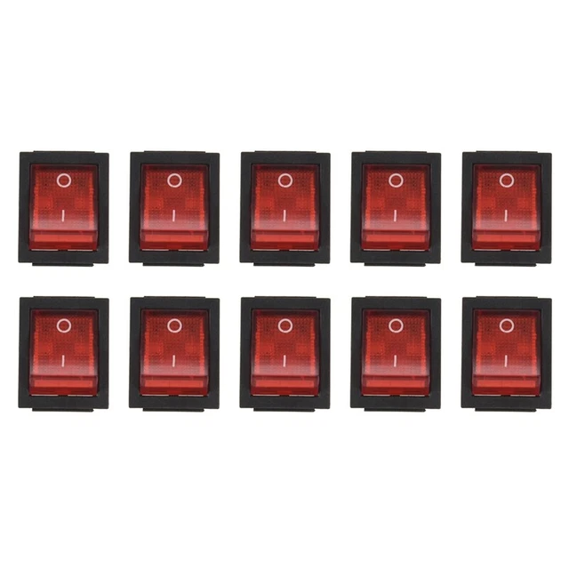 10X red light 4 pin DPST ON/OFF rocker switch 15A/250V 20A/125V AC 28X22mm G3J7