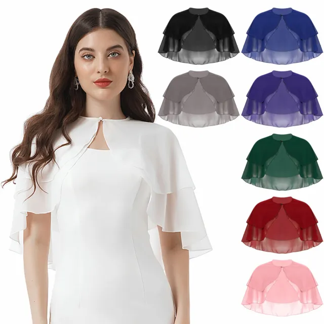 Boléro Femme Châle Cape Haut pour Robe de Cocktail Mariage en Mousseline de soie