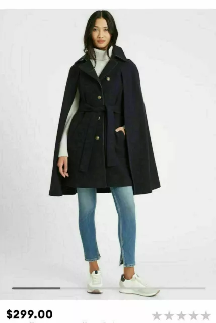 New Banana Republic Italian Melton Cape Coat $299.00 , Size Xs  #656648 , Nwt