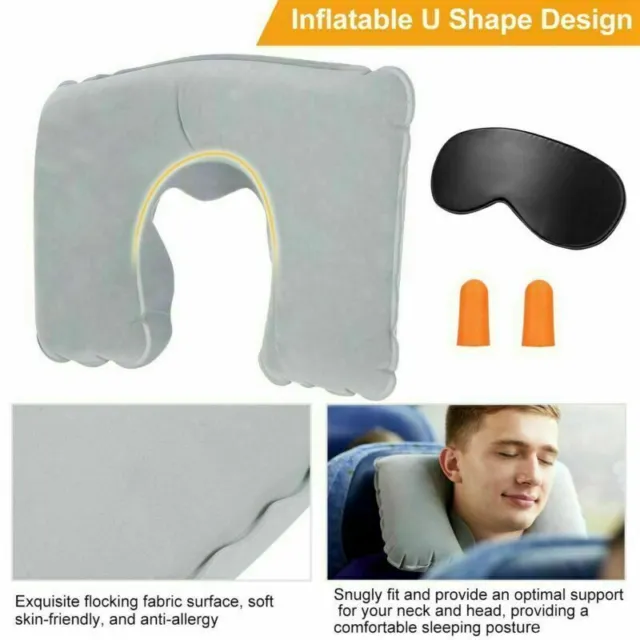 Travel Pillow Inflatable U Shape Neck Pillow Neck Support Head Rest Office Car 2