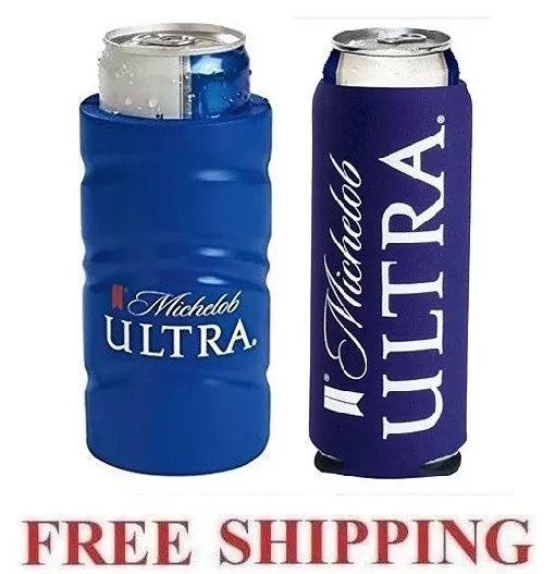 Michelob Ultra 1 Slim Can Foam Cooler & 1 Koozie Coolie Huggie New Golf Bud