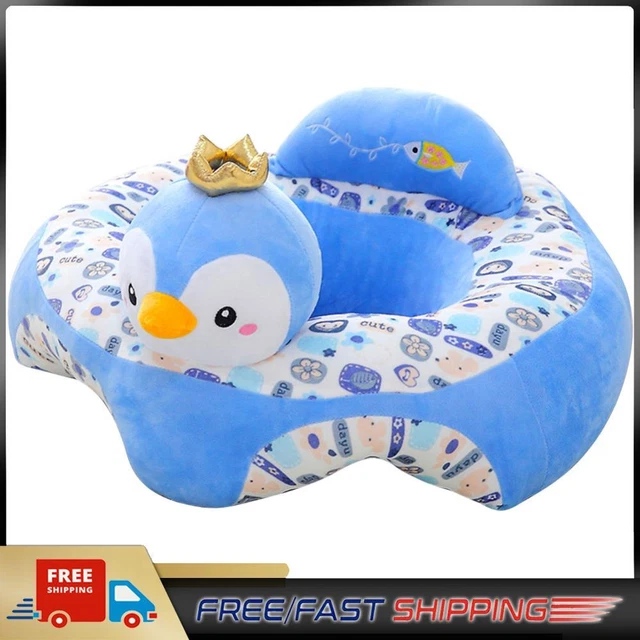 Cartoon Baby Arm Chair Antiskid No Filler for Children Gift (Crowned Penguin)