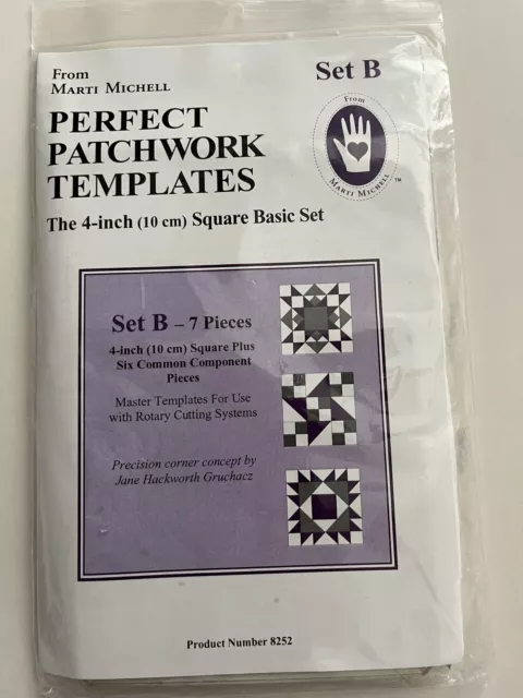 Marti Michell Perfect Patchwork Templates Set B 4" Basic Square 7 P Quilting