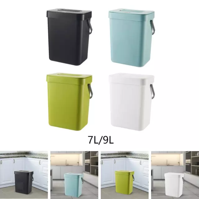 Poubelle suspendue 7L avec couvercle pour porte d'armoire de cuisine ou  sous évier petite poubelle pour comptoir salle de bain
