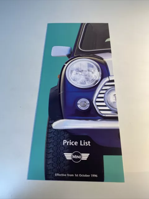 Rover MINI car sales brochure price list 1996/1997. 1.3i Cooper 5291 FREE POST